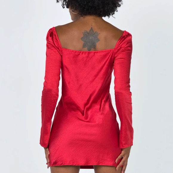 New- Princess Polly Satin Mini Dress * Color Red - Picture 8 of 12